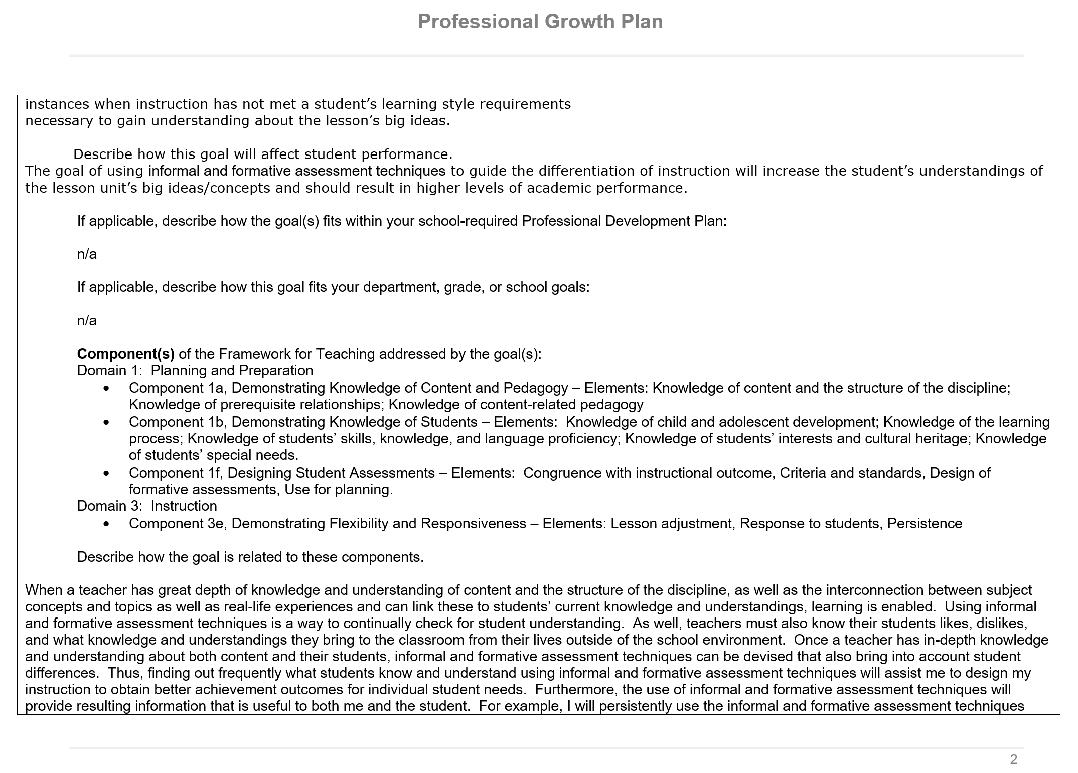 professional growth plan p 2 of 7