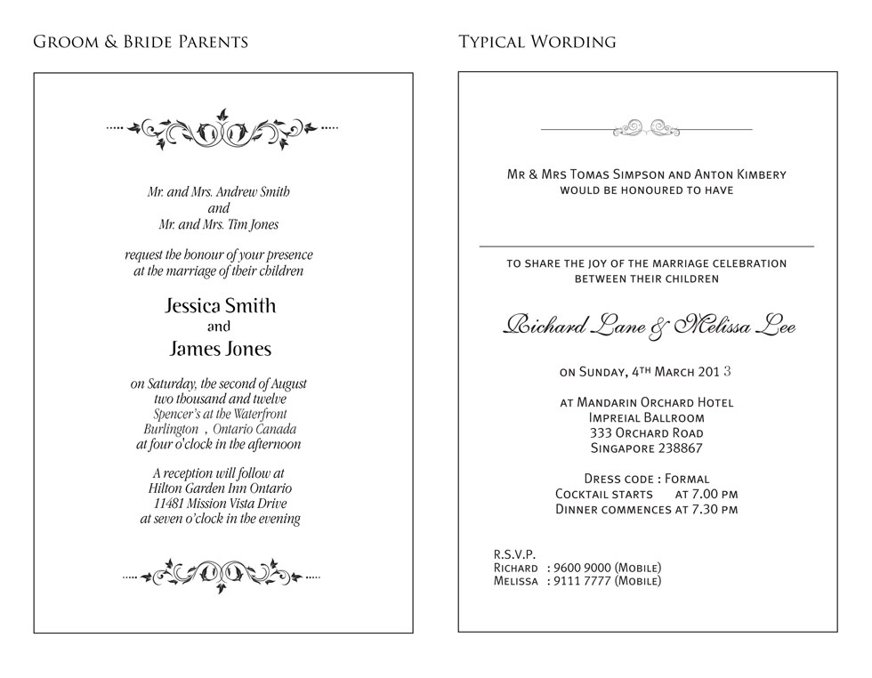 formal wedding invitation - sample re_word representations of numbers