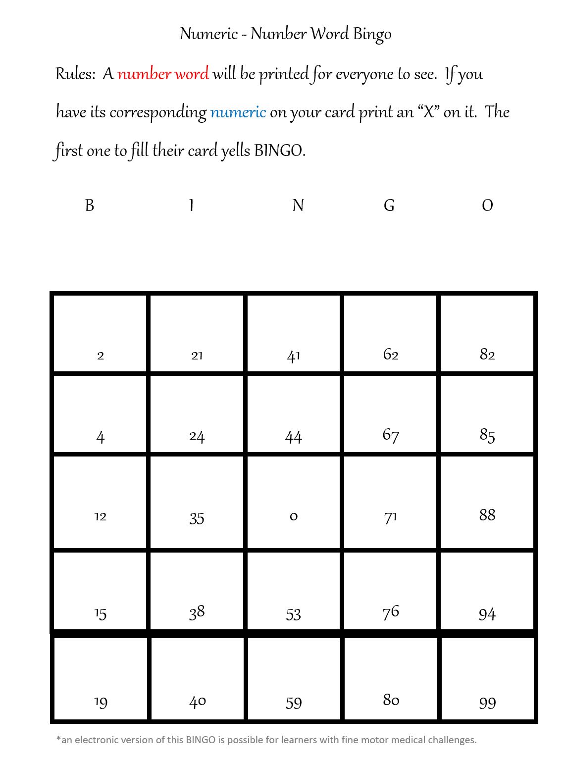 number word bingo pg2 of 5