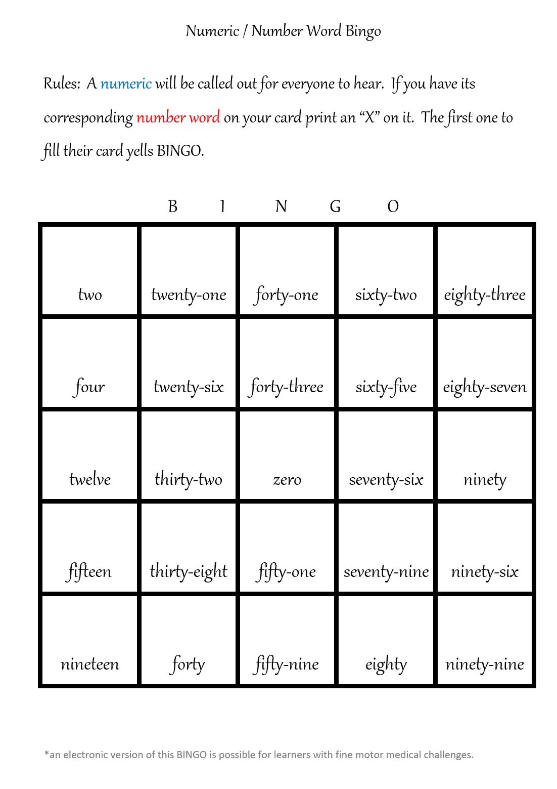 number word bingo pg4 of 5