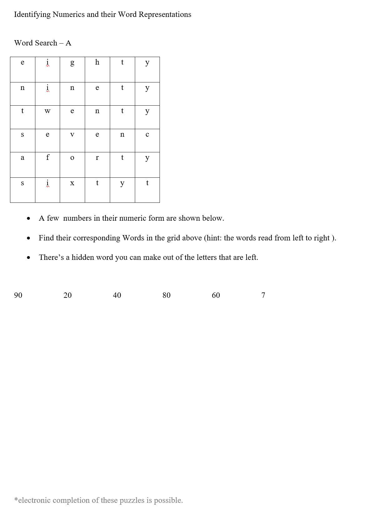 word searches re_ finding number word representations pg 1 of 4
